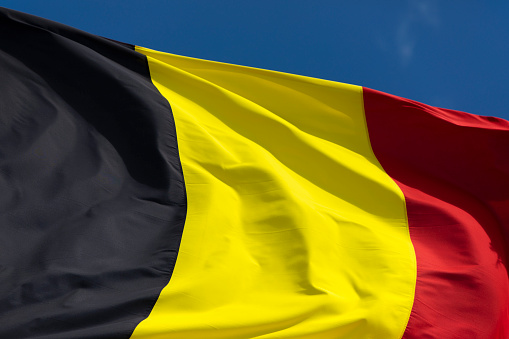 Belgian flag waving in the wind