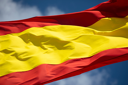 Spanish flag waving in the wind