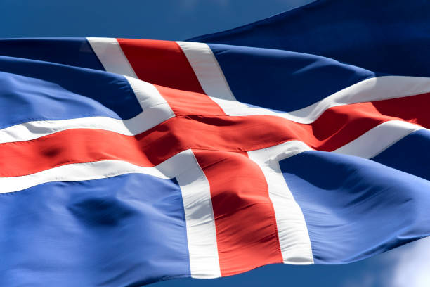 istock Icelandic flag diagonal close-up 1435522511