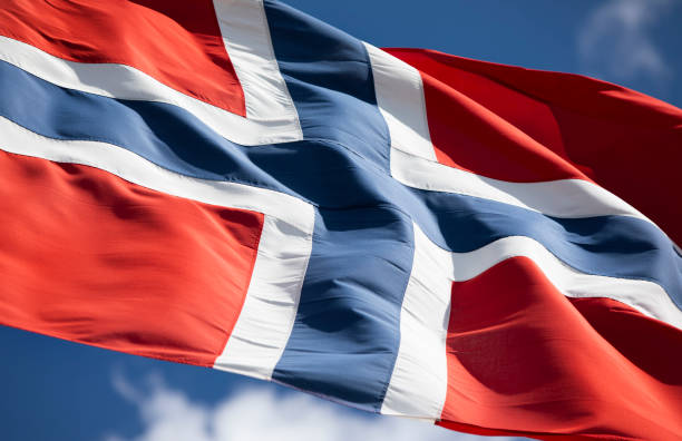 istock Norwegian flag diagonal close-up 1435522526