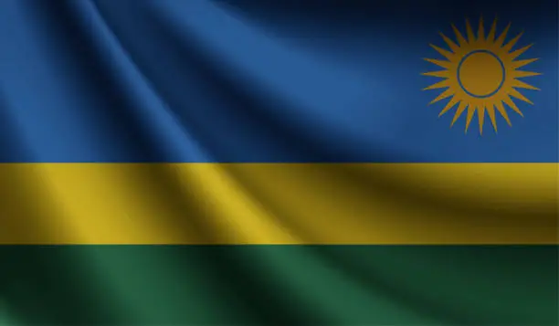 Vector illustration of Rwanda flag waving Background for patriotic and national design. Vector illustration