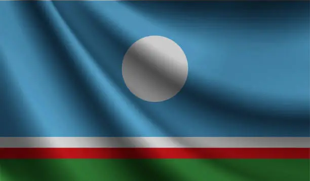 Vector illustration of sakha republic flag waving Background for patriotic and national design. Vector illustration