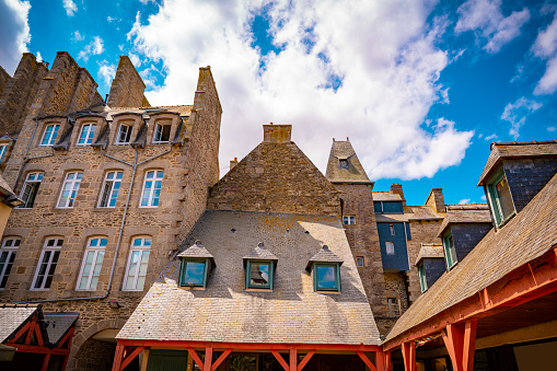 Dinan french Bretagne Brittany picturesque town in France. Walled Breton town in the Côtes-d'Armor