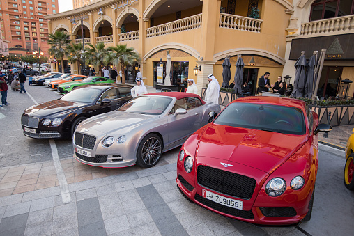 Doha ,Qatar-February 01,2020 : Exhibition of luxury supercars organized by the Qatari team called 