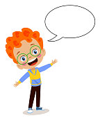 istock thinking cute smart little boy talk with balloon chat 1435527615