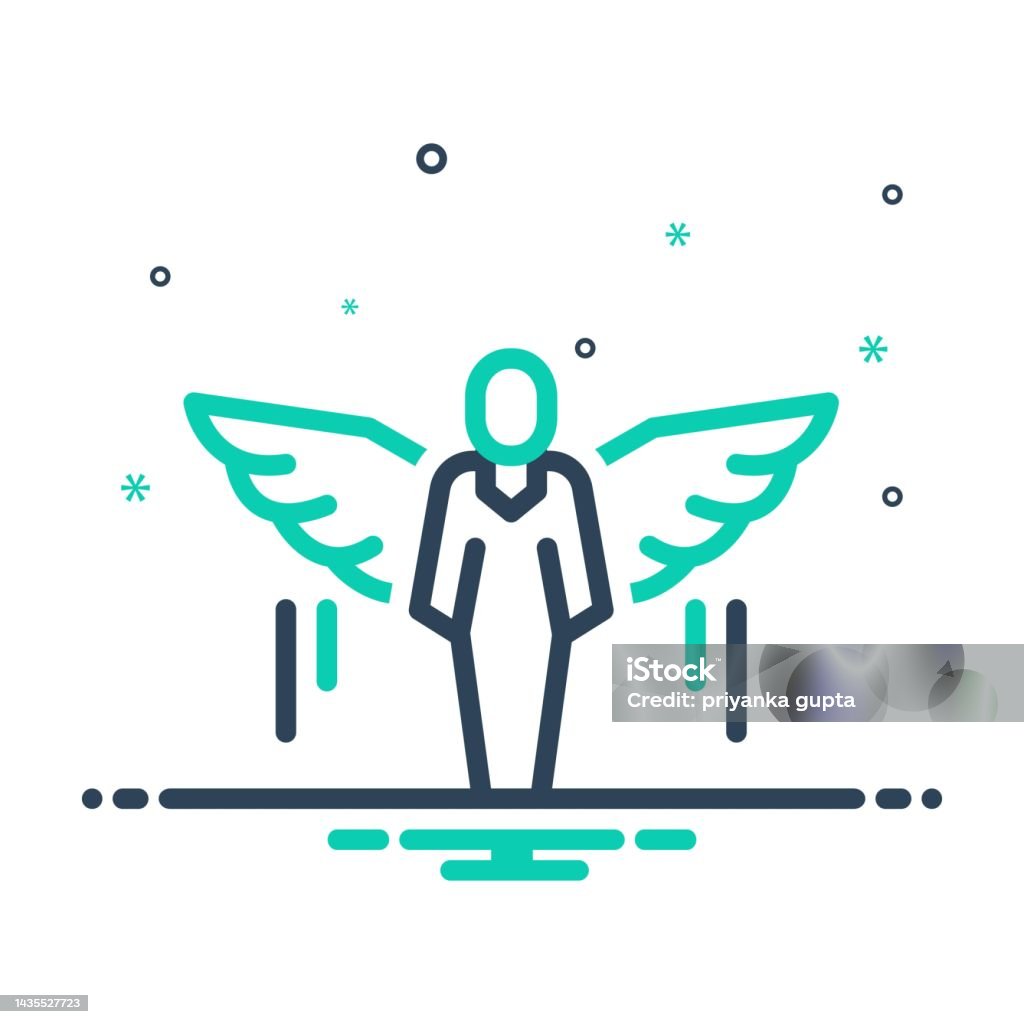 Wing Ridden Angel Thumbnail Flying Windborne Stock Illustration - Download Image Now - Angel ...