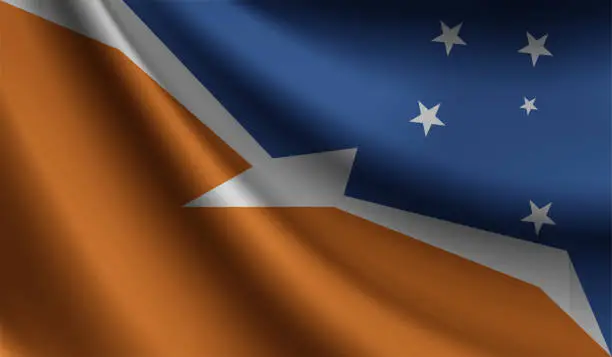 Vector illustration of Tierra del Fuego Province - Argentina flag waving Background for patriotic and national design. Vector illustration