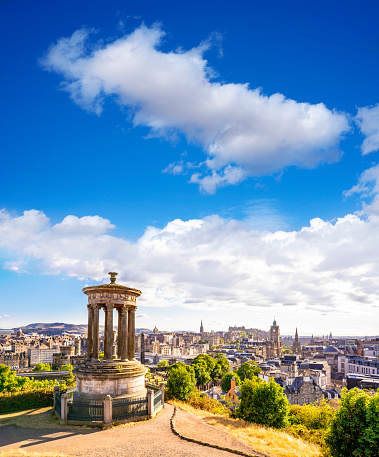 Edinburgh aerial skyline from Calton Hill capital city of Scotland UK United Kingdom