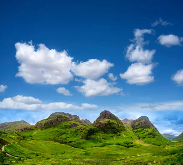 Bidean nam Bian UK, Three Sisters of Glen Coe Glencoe Highlands of Lorne, Scotland in United Kingdom