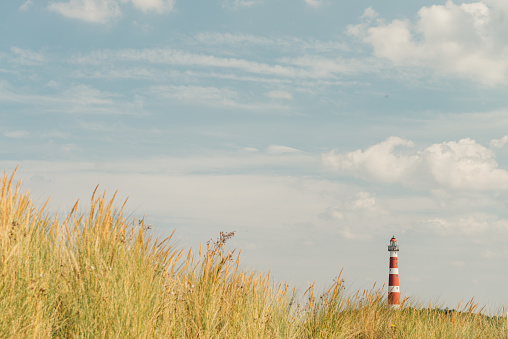 The Lighthouse on Ameland (Bornrif) between the beautiful dune grass