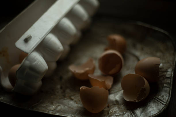 istock Eggshell. Chicken eggs. Poor kitchen. Details of poor food. 1435533523