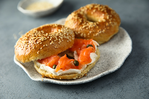 Bagels with smoked salmon and capers