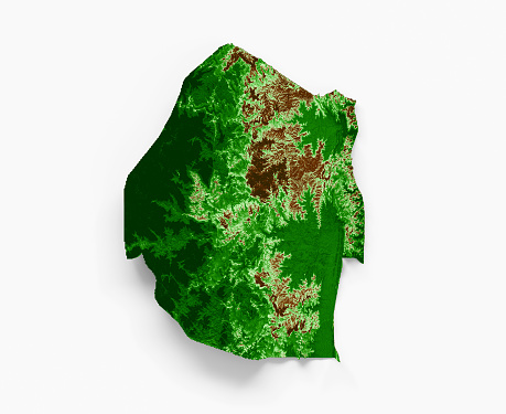 Eswatini Topographic Map 3d realistic map Color 3d illustration\nSource Map Data: tangrams.github.io/heightmapper/,\nSoftware Cinema 4d
