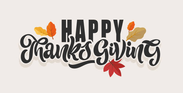 szczęśliwego dnia dziękczynienia - bądź wdzięczny - urocza ręcznie rysowana pocztówka z napisami doodle. szablon projektu koszulki z liściem. - 55% stock illustrations
