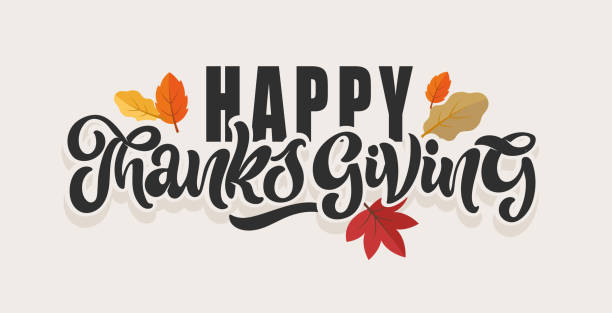 ilustrações de stock, clip art, desenhos animados e ícones de happy thanksgiving day - be thankful - cute hand drawn doodle lettering postcard. t-shirt design template with leaf. - 55%