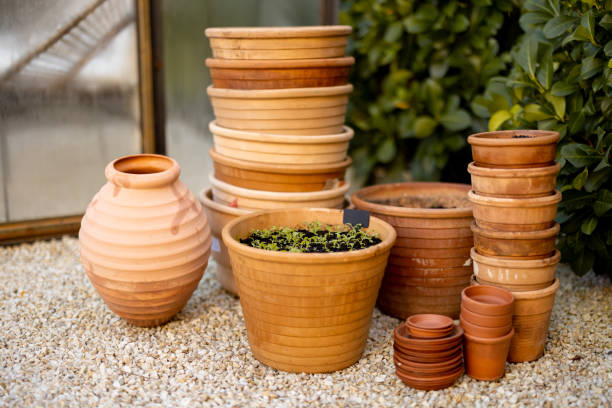 istock Clay pots in garden 1435548718