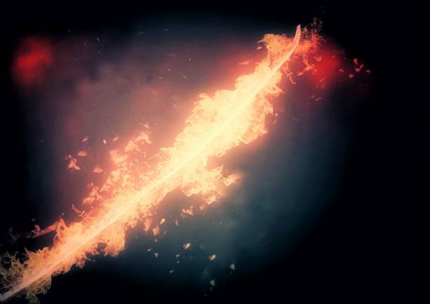 istock 3d illustration of sword with burning flames 1435551487