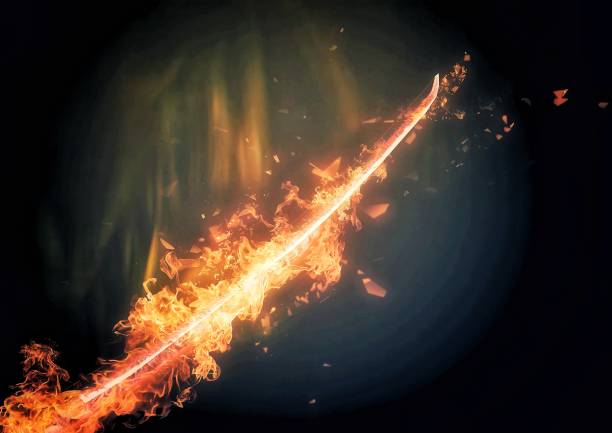 istock 3d illustration of sword with burning flames 1435551489