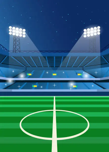 Vector illustration of Soccer Stadium At night