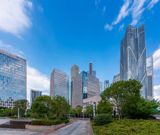 istock city park with modern building background in shanghai 1435590259