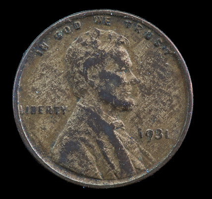 1931 plain US Lincoln cent minted in Philadelphia
