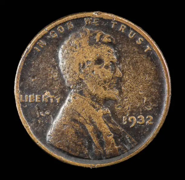 1932 plain US Lincoln cent minted in Philadelphia