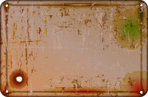 illustrations, cliparts, dessins animés et icônes de grunge vide vieux panneau métallique ou cadre photo, vecteur, espace libre de copie - metal rusty backgrounds textured