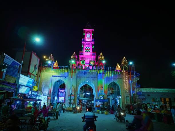 istock Happy diwali, a wonderful light in the time clock tower 1435592177