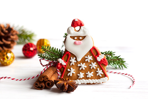 Gingerbread Santa Claus with Christmas decor