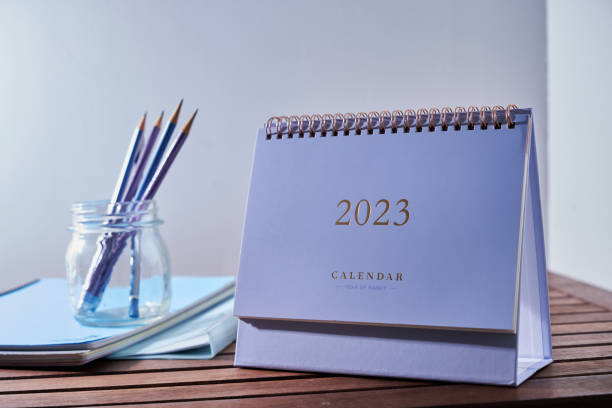 istock 2023 desk calendar on color background 1435597442