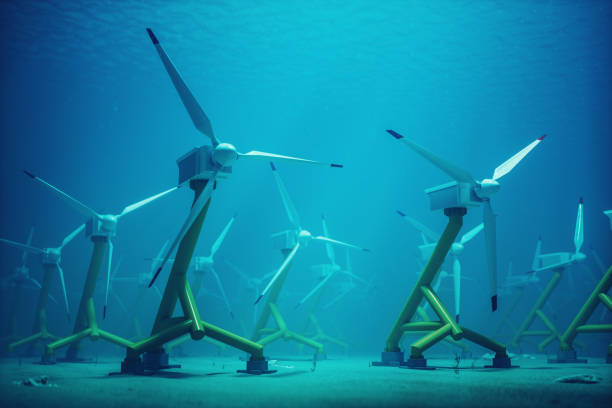 turbines sous-marines pour l’énergie marémotrice dans les cours d’eau - marée photos et images de collection