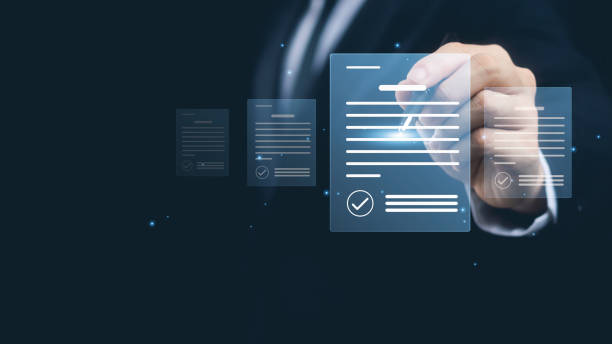 istock Electronic signature concept, business people sign electronic documents on digital documents, paperless office, future business contract signing. 1435606082