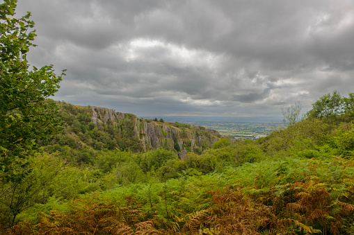 View of cliff face from the top of the Cheddar Gorge in Somerset, England