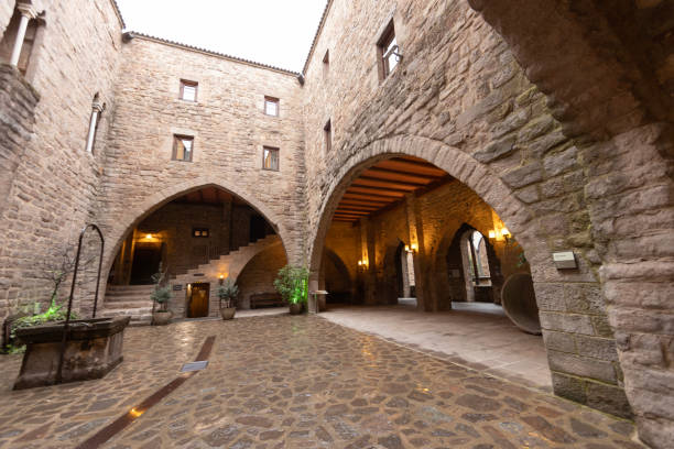 Interior patio of the castle of Cardona, Spain stock photo