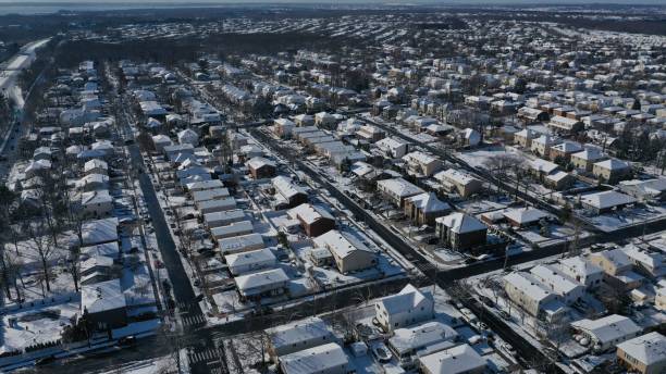 istock Houses covered with snow in Staten Island New York 1435610092