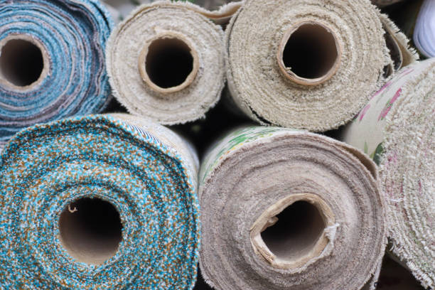 istock Samples of cloth and fabrics in different colors found at a fabrics market 1435618210