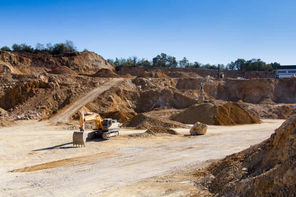 istock Excavator and truck on mining site. 1435621898