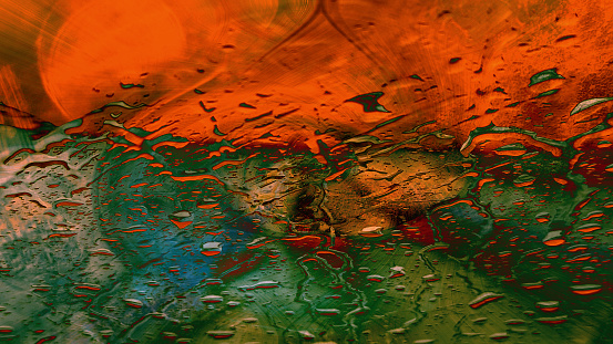 Abstract water drops on glass window