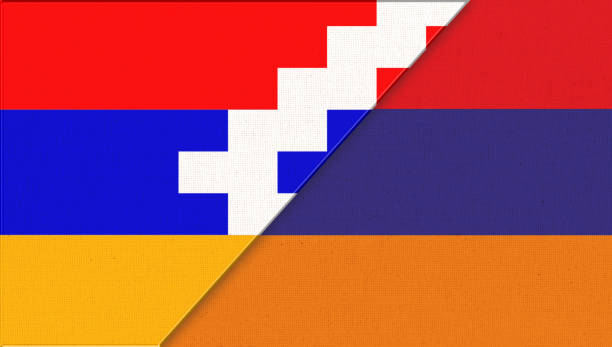 война в нагорном карабахе. флаг нагорного карабаха и армении - 16715 стоковые фото и изображения