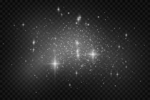istock Realistic white star dust light effect isolated on transparent. Stock royalty free vector illustration 1435637302