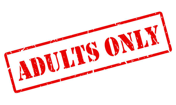 Adults only stamp, 18+ age restriction Adults only red rubber stamp isolated on white background 18 19 years warning symbol warning sign danger stock illustrations