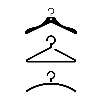 Coat hanger vector icons set isolated on white background