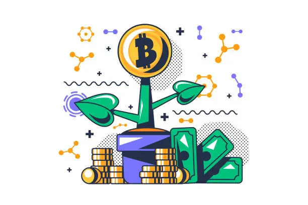 Vector illustration of Crypto Investment for passive income business vector