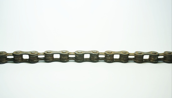 chain on a white background, close up