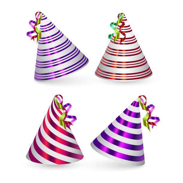 istock Realistic party hats vector set isolated on white background. Illustration of colored hat for party celebration birthday 1435645087