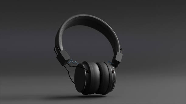 istock Black Headphones on a Dark Background 3D 1435648837