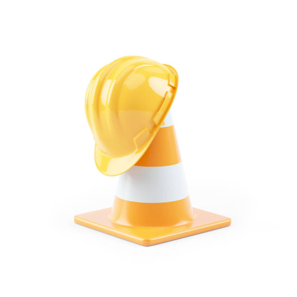 istock 3d illustration of hard hat on traffic cone 1435649538