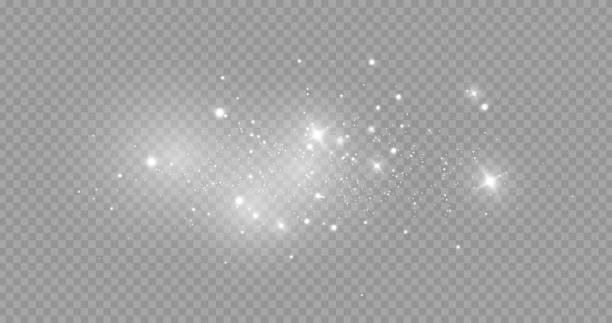 먼지 불꽃과 하얀 별은 특별한 빛으로 빛납니다. 벡터는 투명한 배경에 반짝입니다. . 재고 로열티 무료 벡터 일러스트레이션. .png - new greetings flash stock illustrations