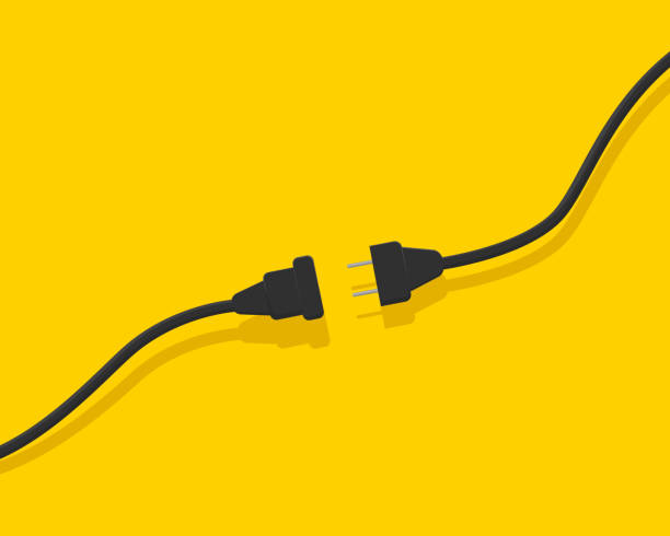 플러그가있는 전기 소켓. - electric plug blackout cable network connection plug stock illustrations