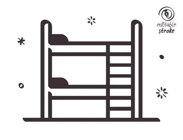 Vector illustration of Playful Line Illustration for Bunk Bed